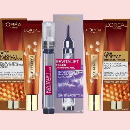 L'Oreal Revitalift Filler Revolumising Serum with Age Perfect Intense Nourishes Repairs Smoothes Decolletage Cream