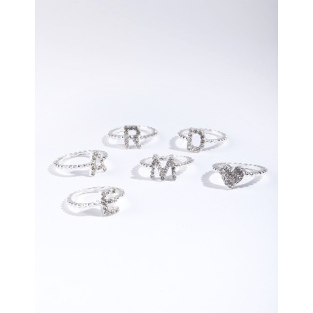 Silver Dream Letter Ring 6PK