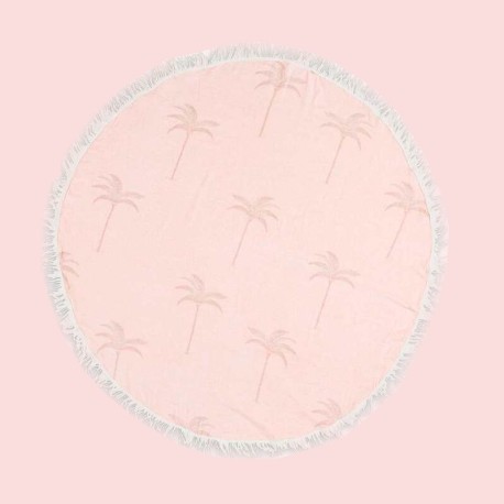 KOO Summer Beach Towel Vacation Pale Pink Palm Tree Round Holiday Beach Towel