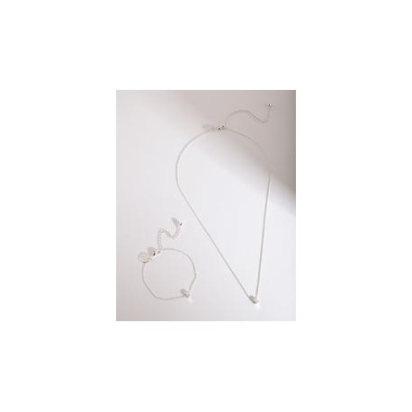 Silver E Necklace Bracelet Set