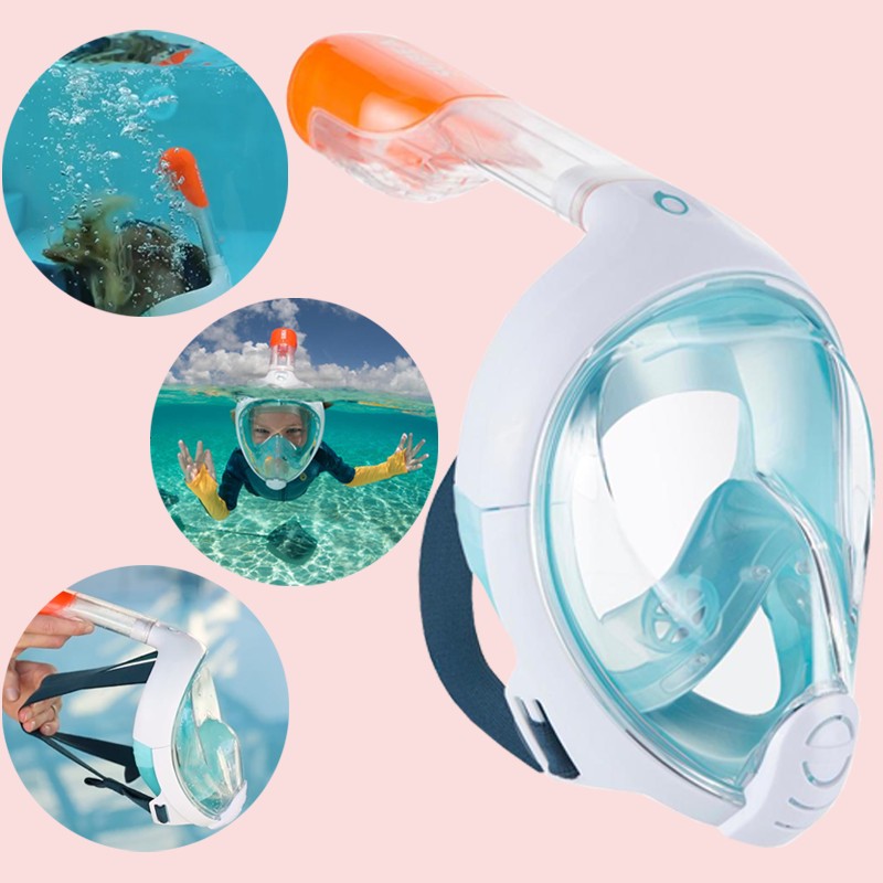 SUBEA Kids Easybreath Snorkel Mask Size XS (6-10 years) Anti-Leak Anti-Fog  silicone face skirt Turquoise Green - Rochelle Cosmos