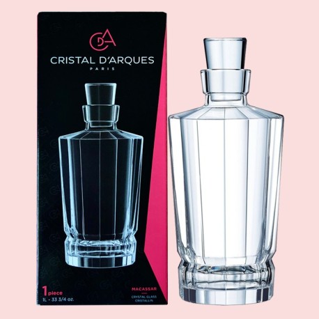 CRISTAL D'ARQUES Macassar Decanter Crystal Glass Lead Free Italy Made 1L Decanter Gift Boxed |Was $139.95|Now $97.97