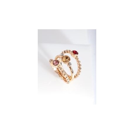 Gold Pink Gem Ring Stack