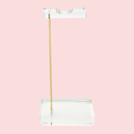 Otto Premium Acrylic Headphone Stand Clear Design with Stylish Gold Metal Accents