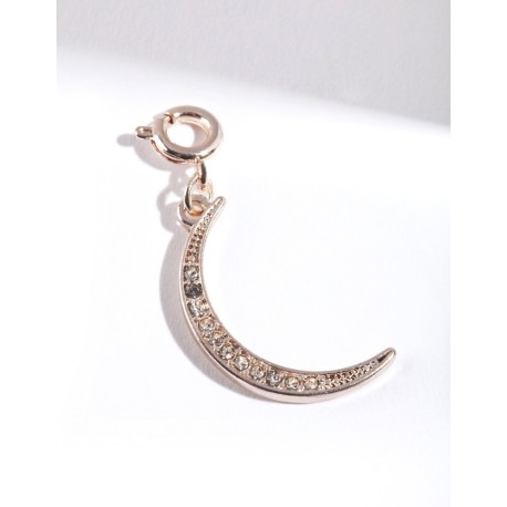 Rose Gold Crystal Moon Charm