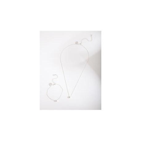 Silver "N" Necklace Bracelet Set