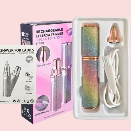 2 in 1 Rechargeable Rainbow Electric Portable Epilator Facial Body Hair Trimmer (Deluxe)