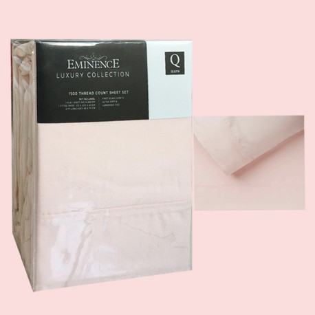 Top Quality Luxury Eminence 1500 Thread Count Ultra Soft Bedding Sheet Set Blush Queen